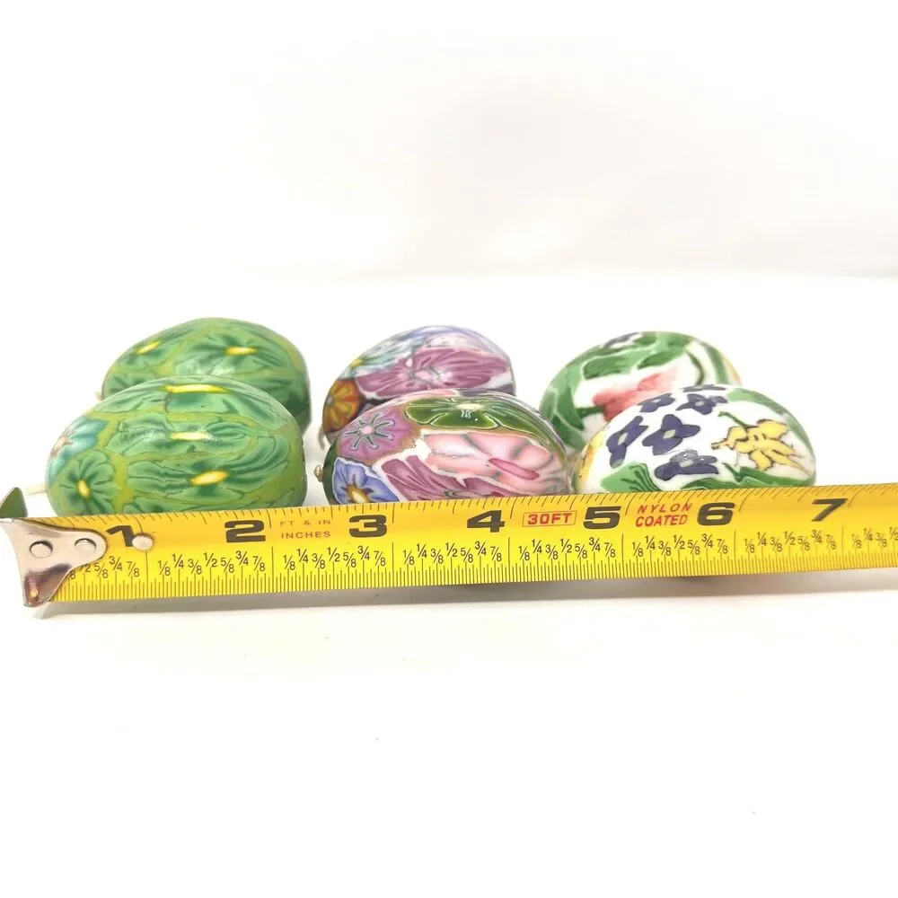Vintage Multicolor Floral Egg Candles Set of 6 - Egg & Candle Collectors 2.5”